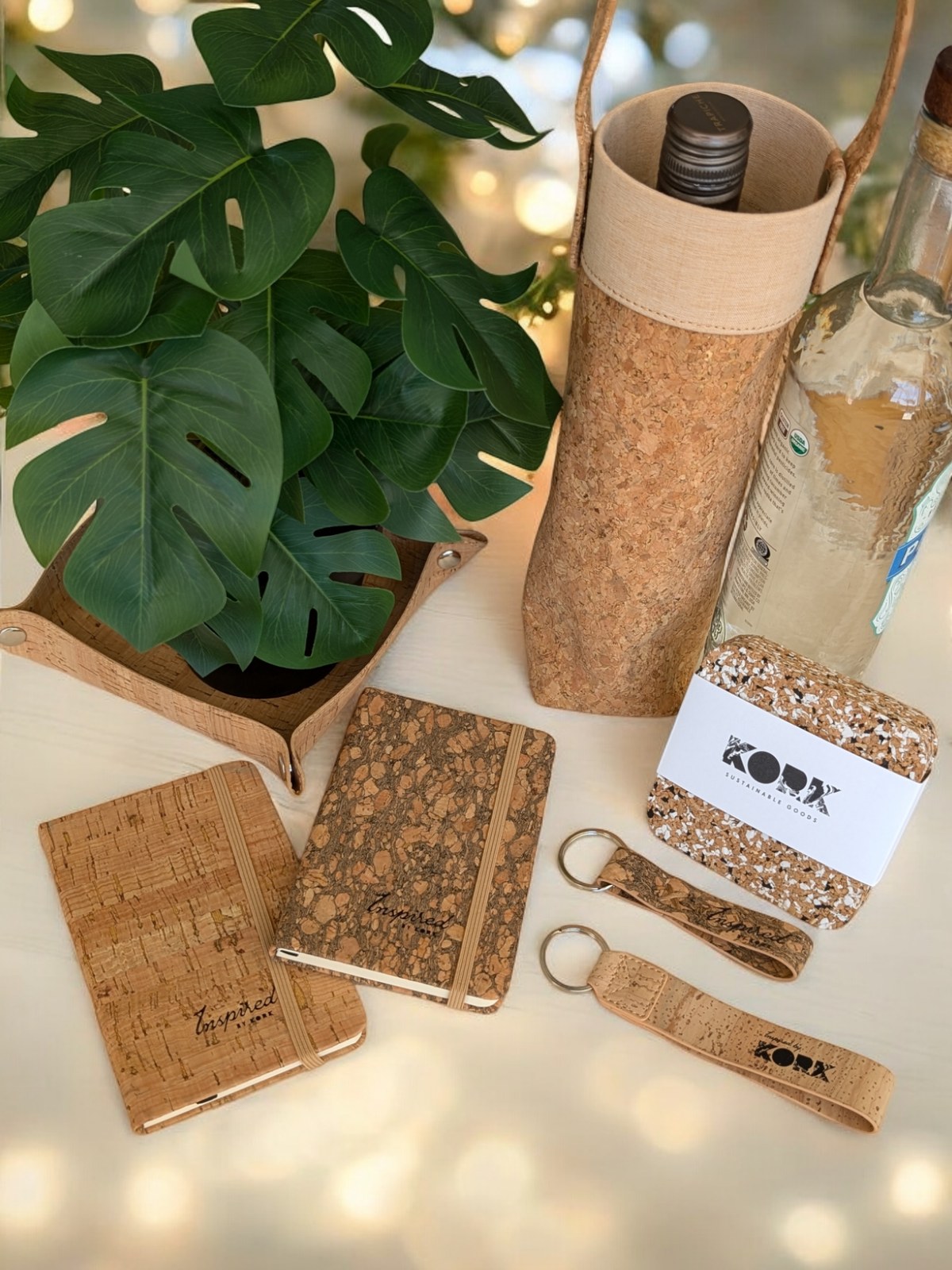 KORK & Inspired by KORK - Set of 4 Cork Coasters--Recycled Flip Flops w/cork--Black & White