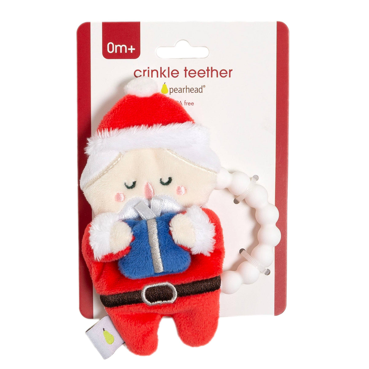 Baby Crinkle Teether Toy, Santa with Present, Christmas Toy
