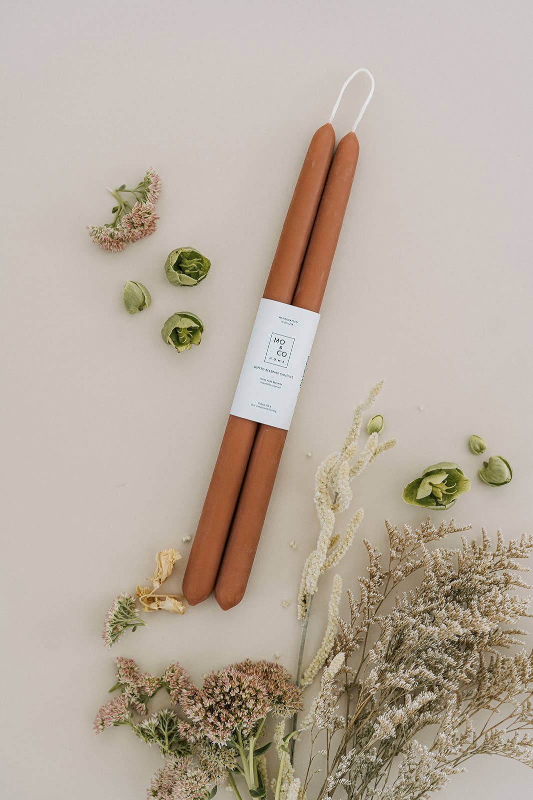 Mo&Co Home - Terra Cotta | Dipped Beeswax Taper Candles | All Natural