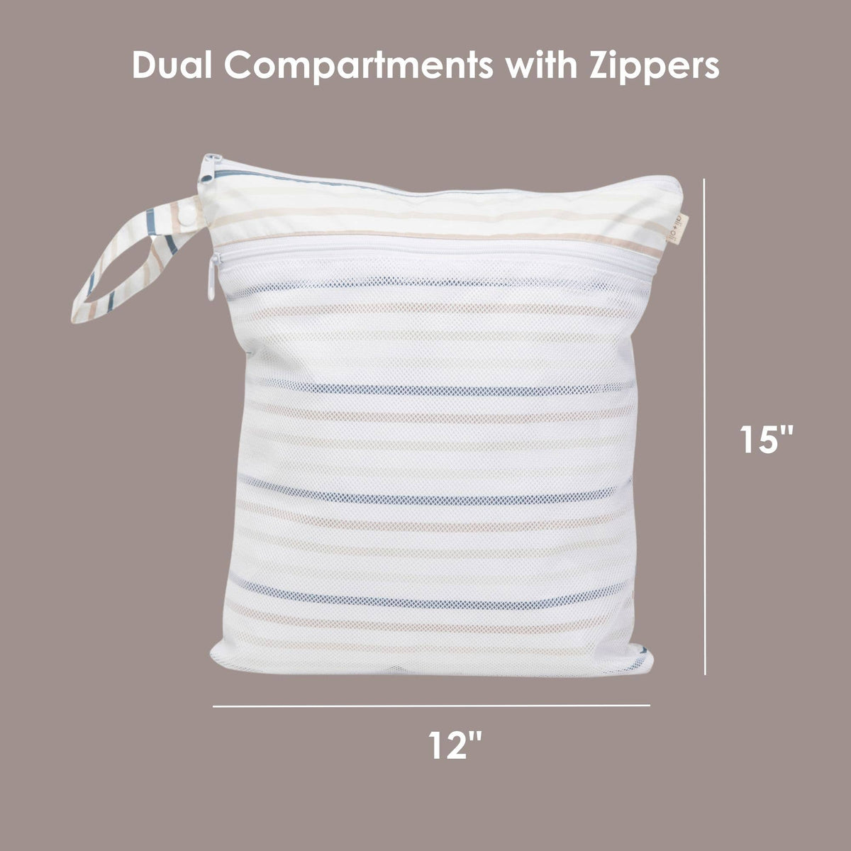 Bolsa seca/húmeda de doble compartimento con bolsillo de malla (Rayas)