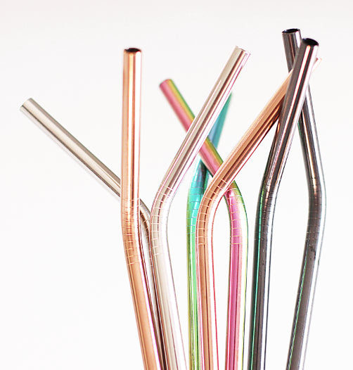 Silver Stainless Steel Metal Straw Set