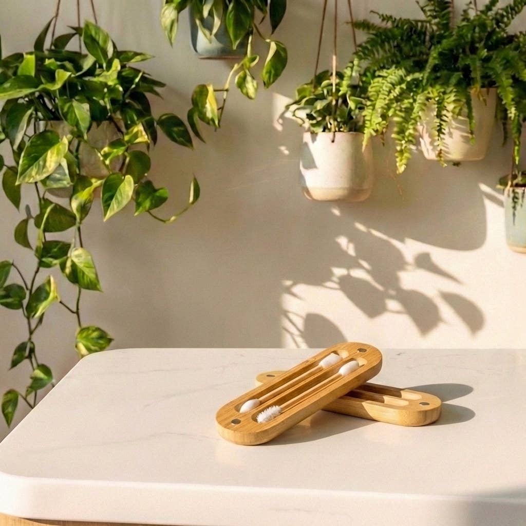 Reusable Bamboo Ear Buds in Case