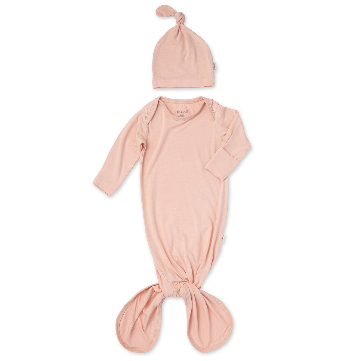 Bamboo Layette Knotted Gown and Beanie for Newborns