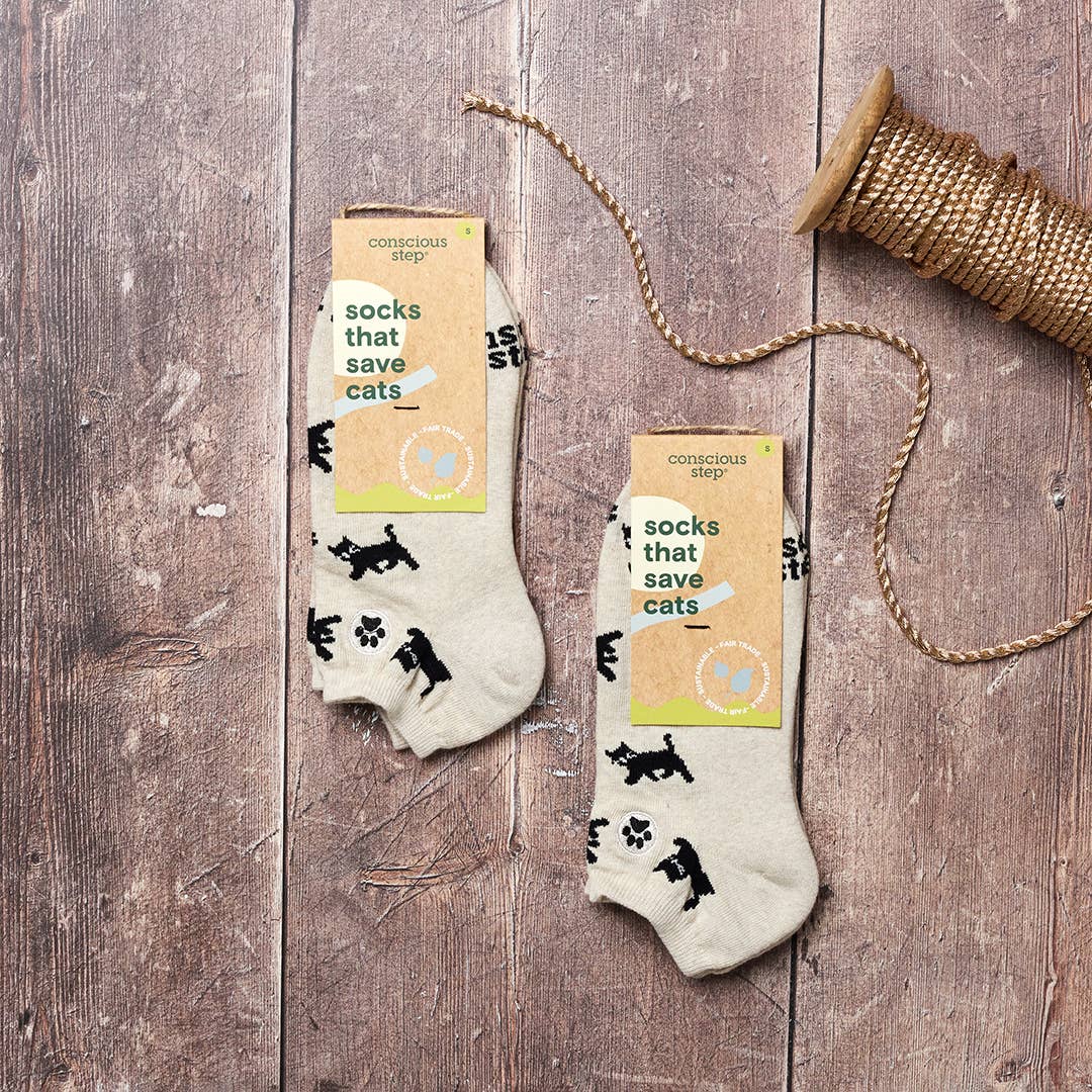 Ankle Socks that Save Cats | Beige - Gifts for Cat Lovers