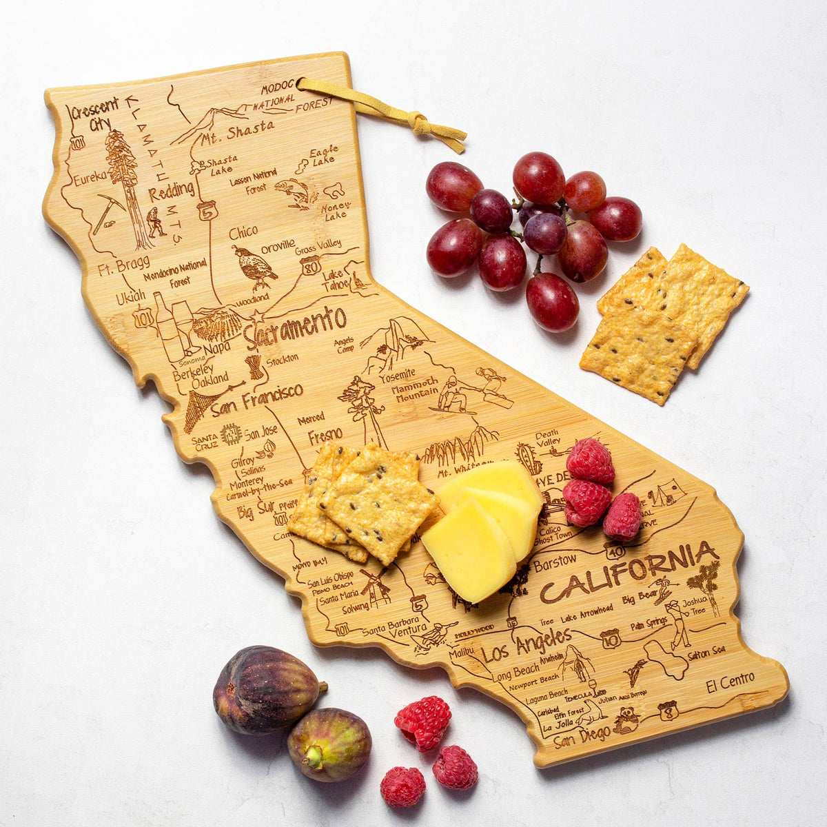 Destination California Cutting Board with Engraved Artwork