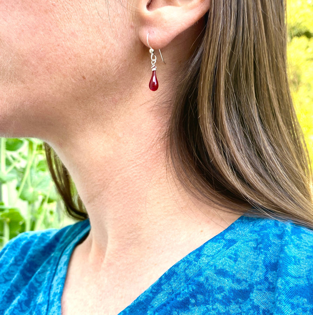 Demi Glass Teardrop Earrings, Tiny and Colorful