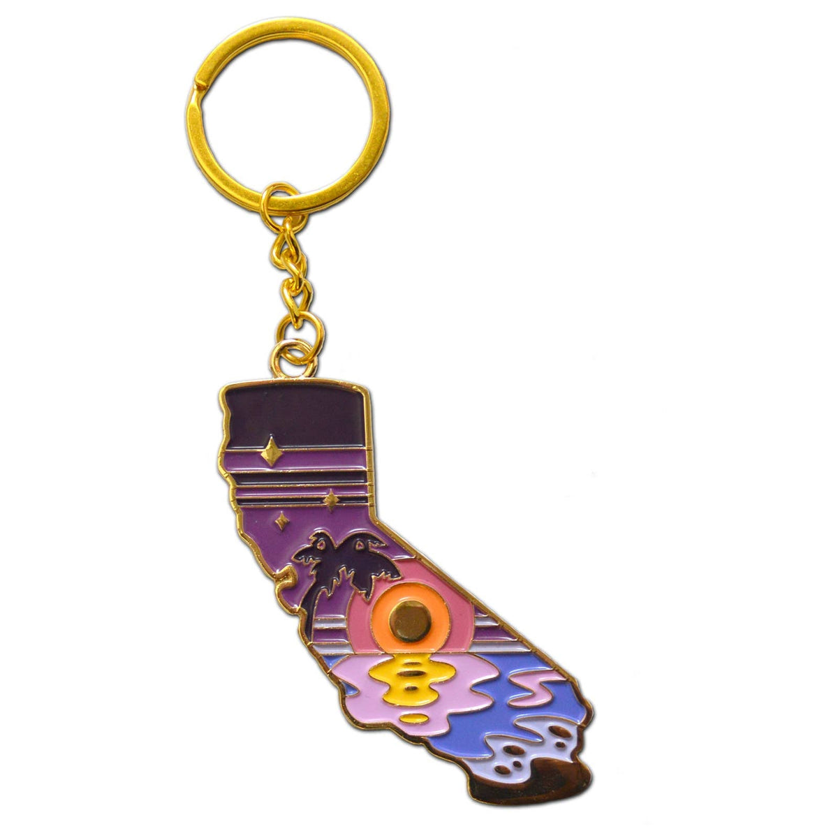 CA Retro Sunset Enamel Keychain
