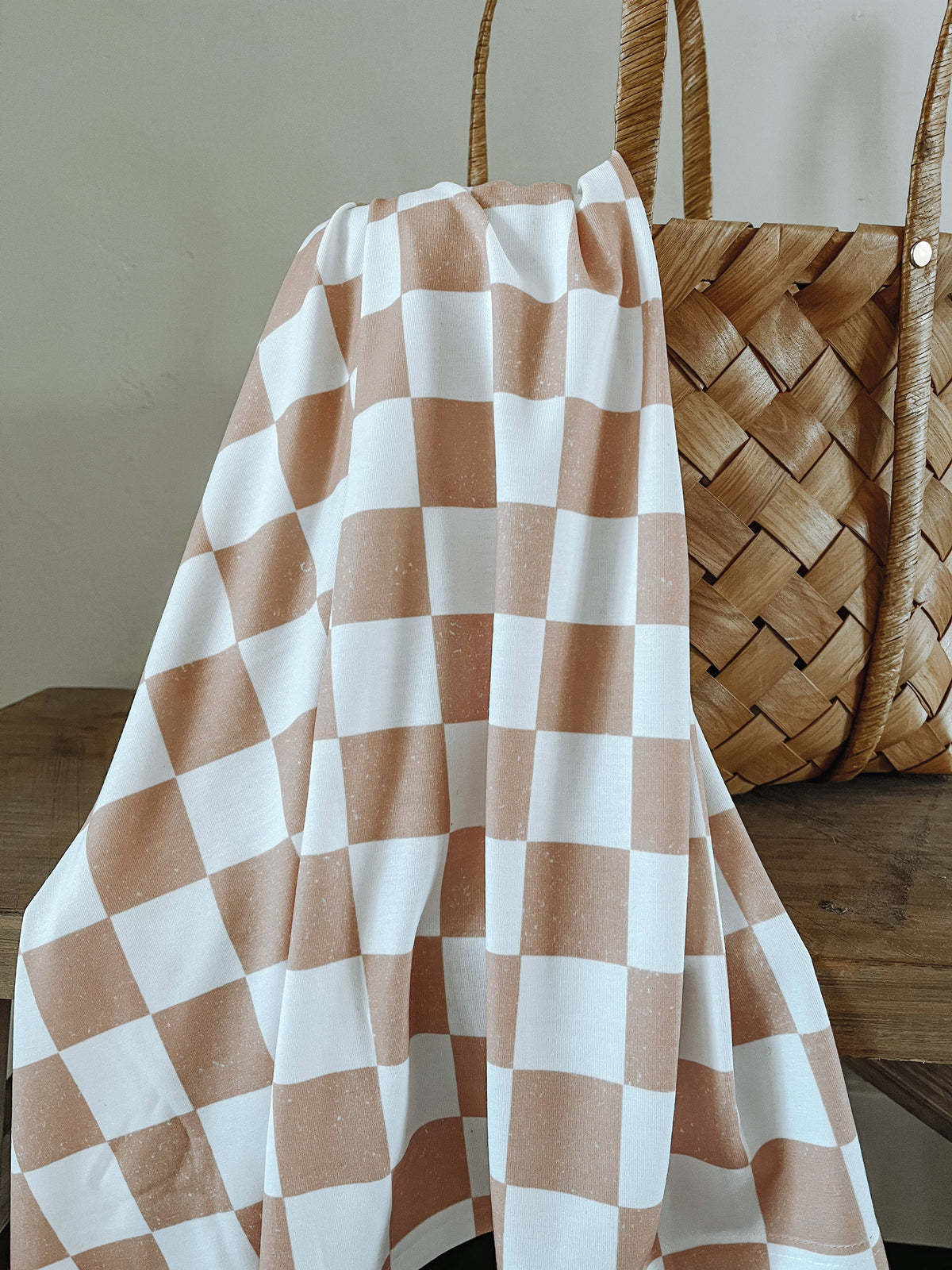 Swaddle Blanket - Khaki Checkerboard