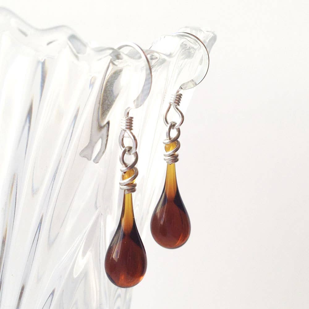 Solaris Glass Teardrop Earrings - Recycled Glass Colors
