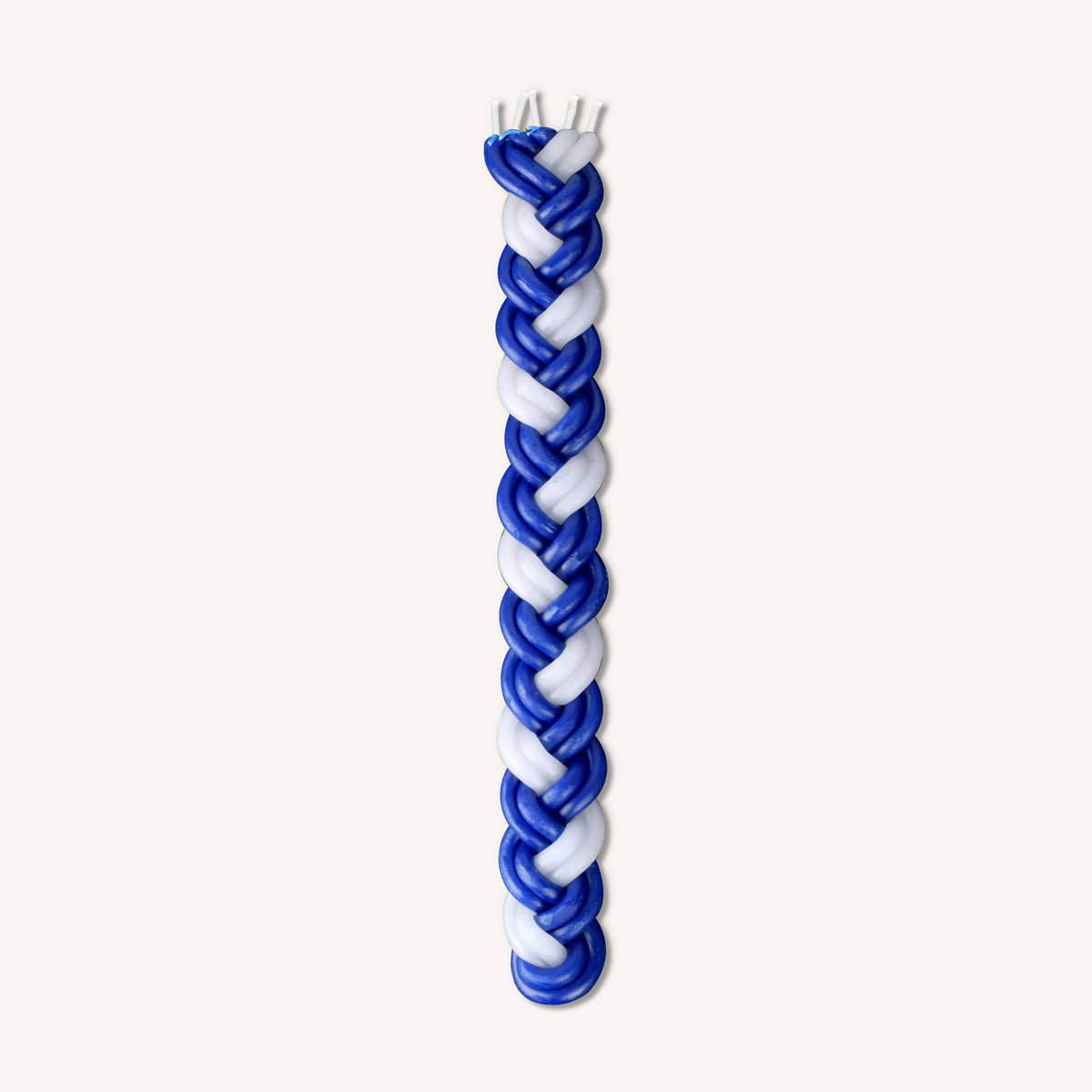 Large Braided Havdalah Candle - Flat - Blue & White