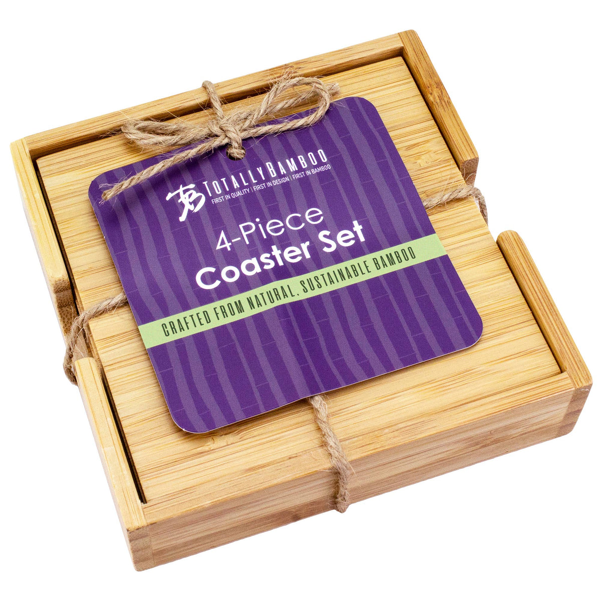 4-Pc. Bamboo Coaster Set with Case