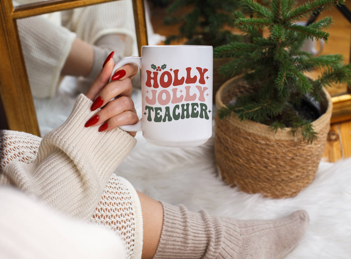 Christmas Holly Jolly Teacher 15 oz Mug