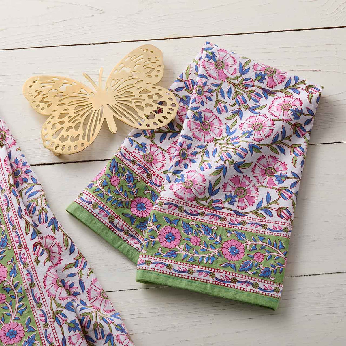 Primrose Block Print Hand Towels - Set of 2