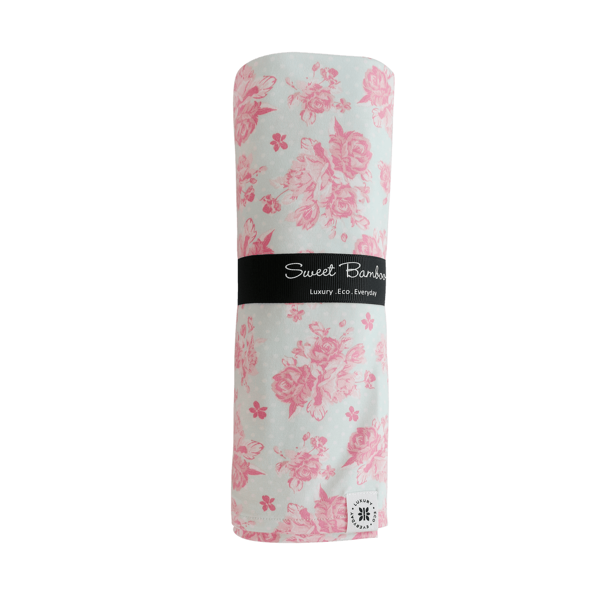 Swaddle Blanket - Pink Floral on Aqua