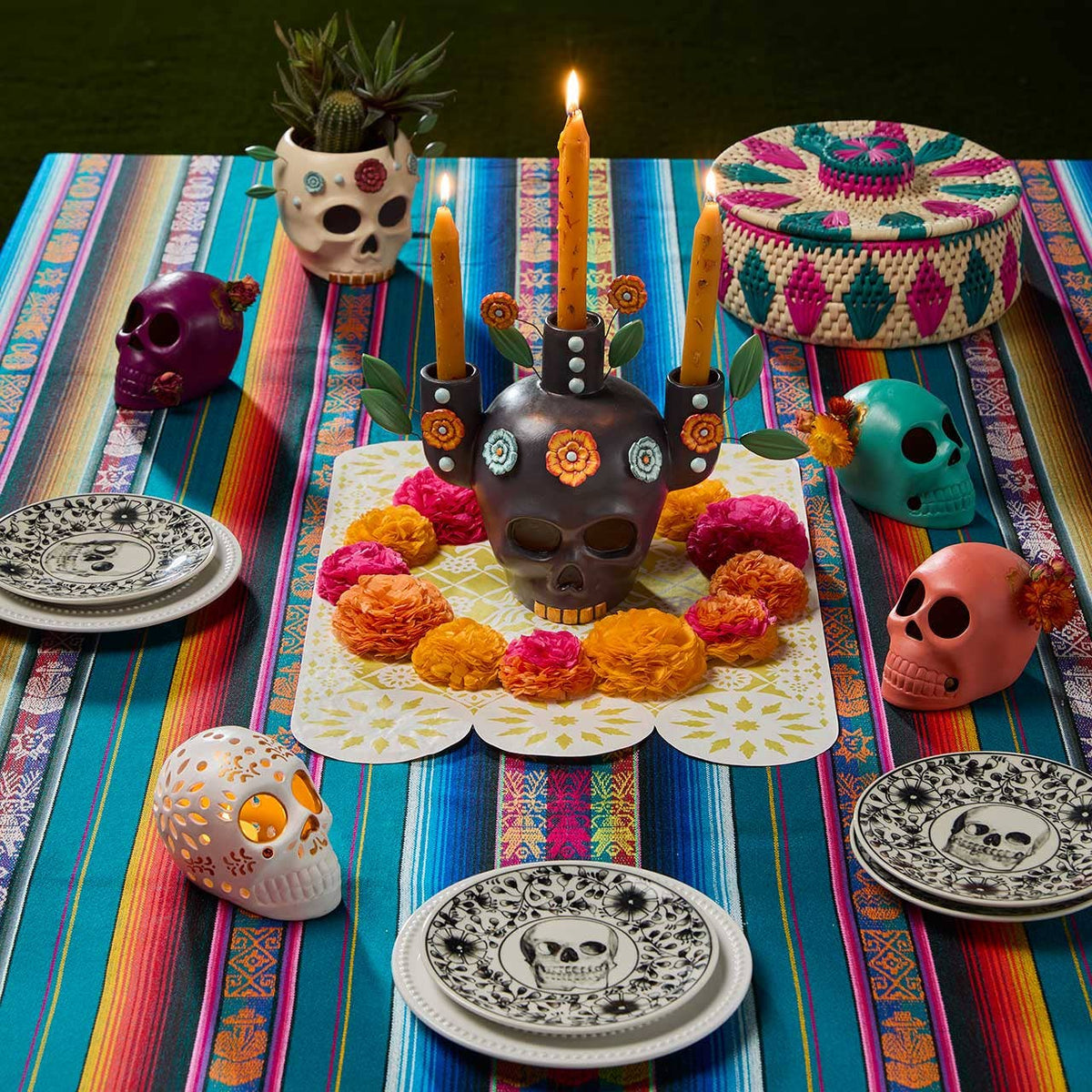 Floracion Skull Candelabra