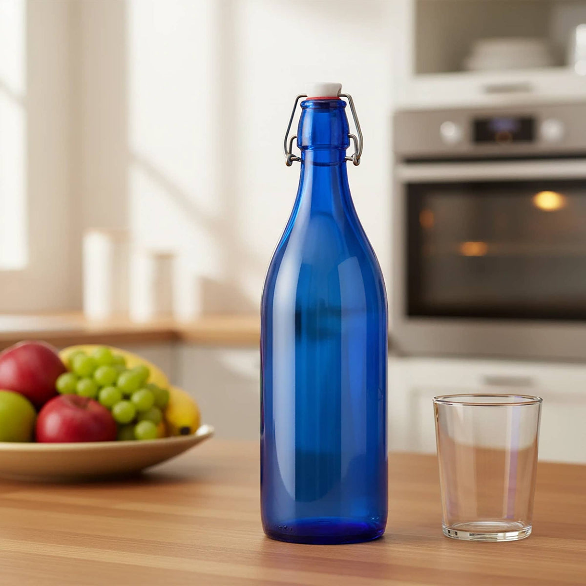 Fox Run Blue Flip Top Glass Bottle, 1 Liter