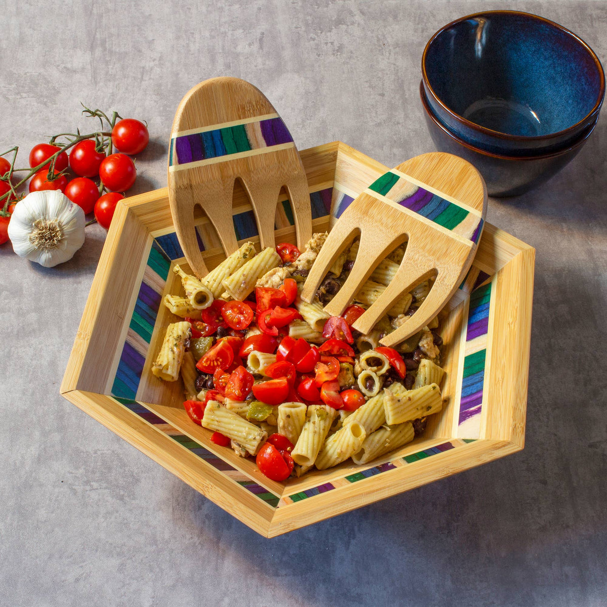 Baltique® Mumbai Collection 14" Salad Bowl with Salad Hands
