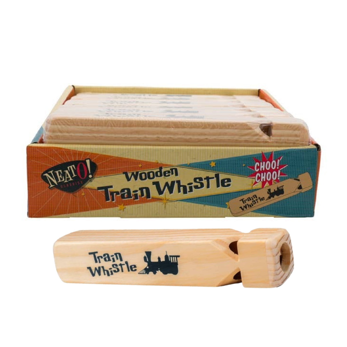 Neato! 7.5" Classic Wooden Train Whistle- Retro Classic
