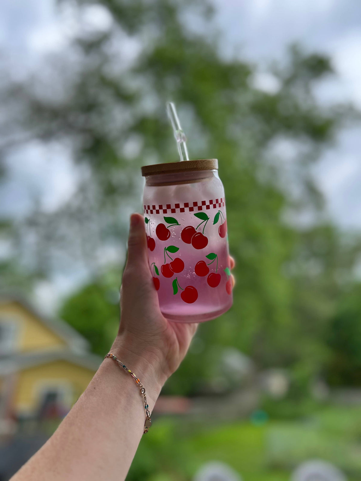 Cherry cup cherries Glass can 16 oz
