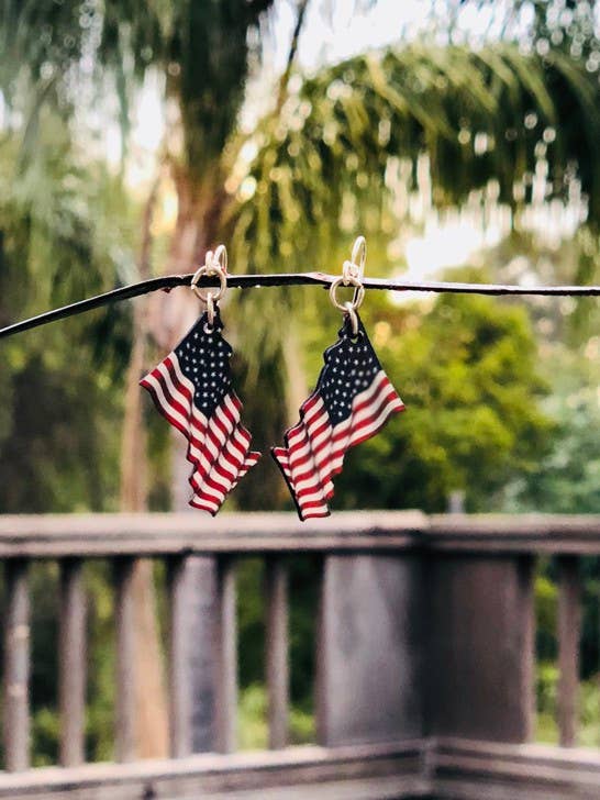 Waving American Flag Earrings
