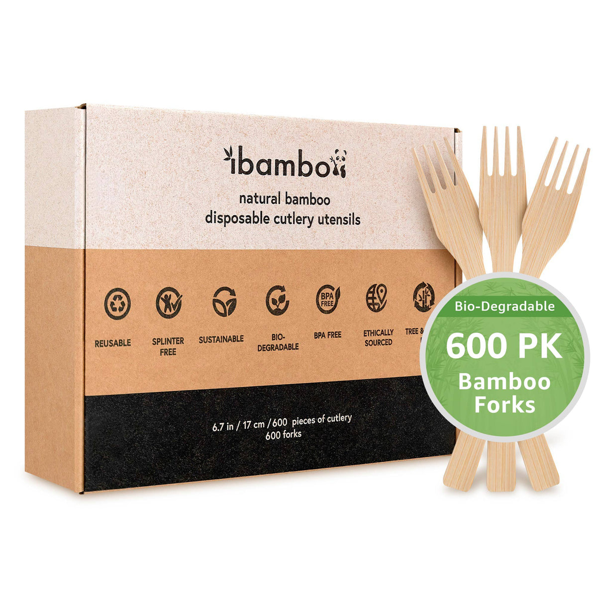 Ibambo - Ibambo Bamboo Disposable Forks Set - 600 Pack