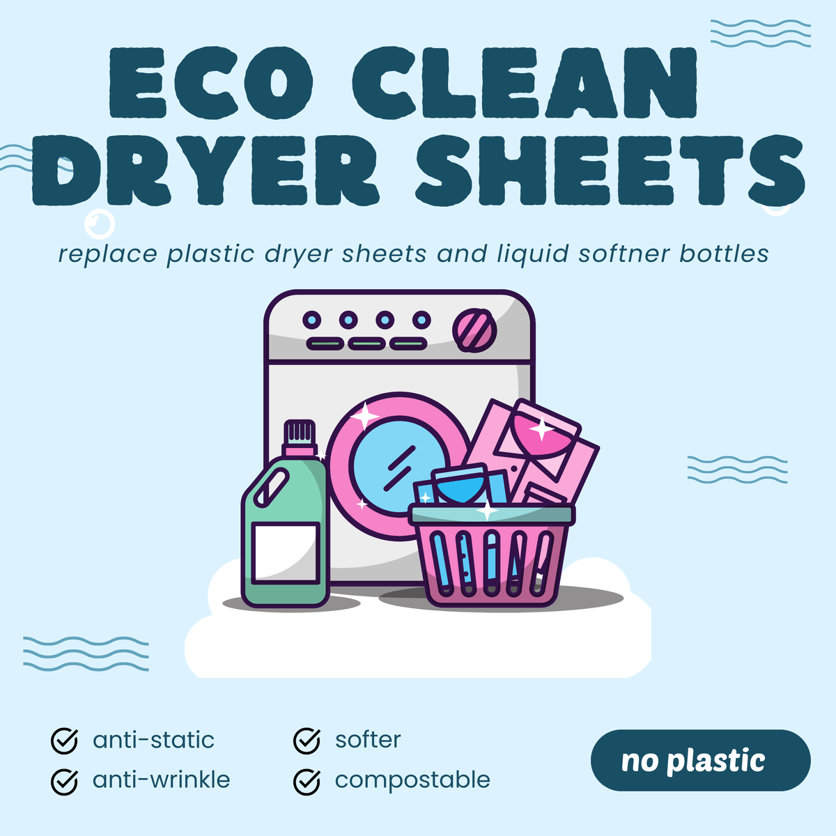 Symbiotic Products LLC - Dryer Sheets - Eco Clean -Retail packaged - 50 LG Sheets