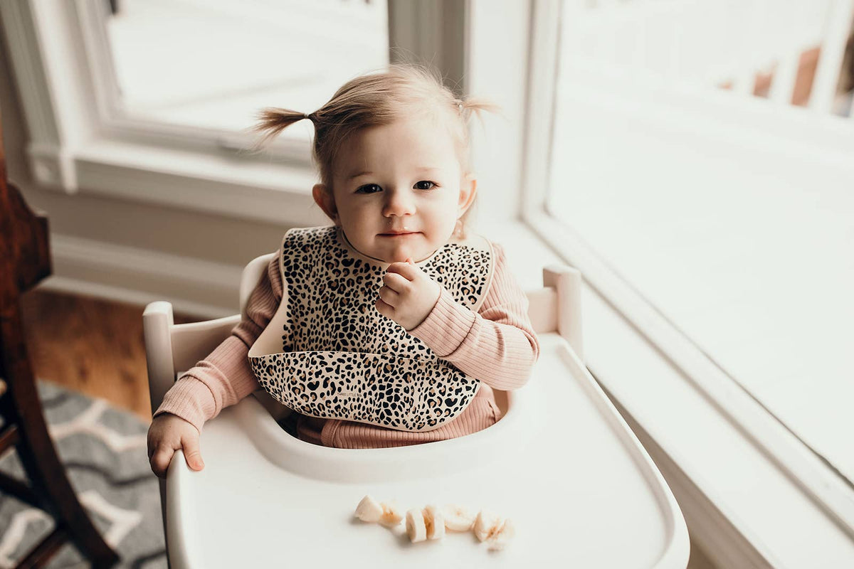 Three Little Tots - Leopard Print Silicone Bib with Crumb Catcher