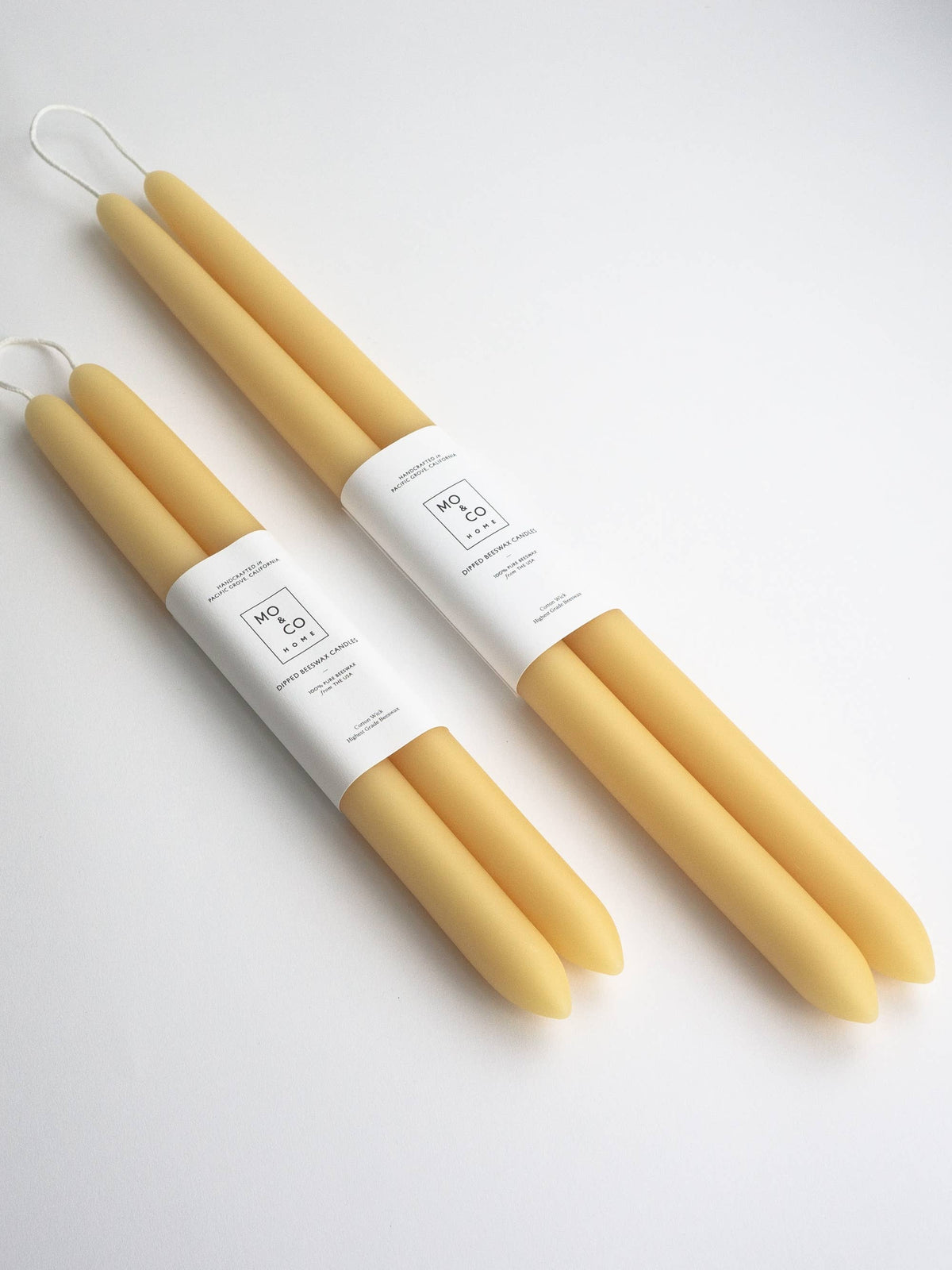 Mo&Co Home - Natural Gold | Dipped Beeswax Taper Candles | All Natural