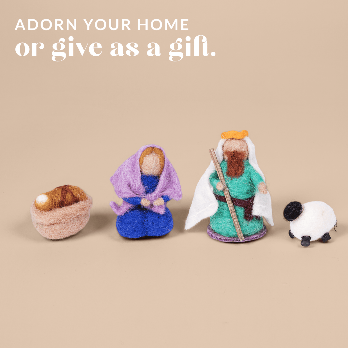 OmaOmaOma! Montessori-Inspired Wooden Learning Toys - Mini Holy Family Christmas Nativity Set (4-Piece Collection)