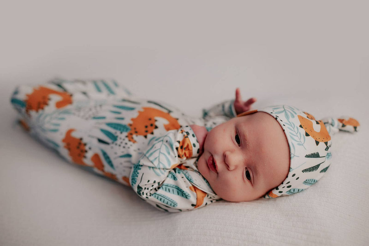 Three Little Tots - Dinosaur Animal Print Zoo Knotted Gown — alternate product image, view 6