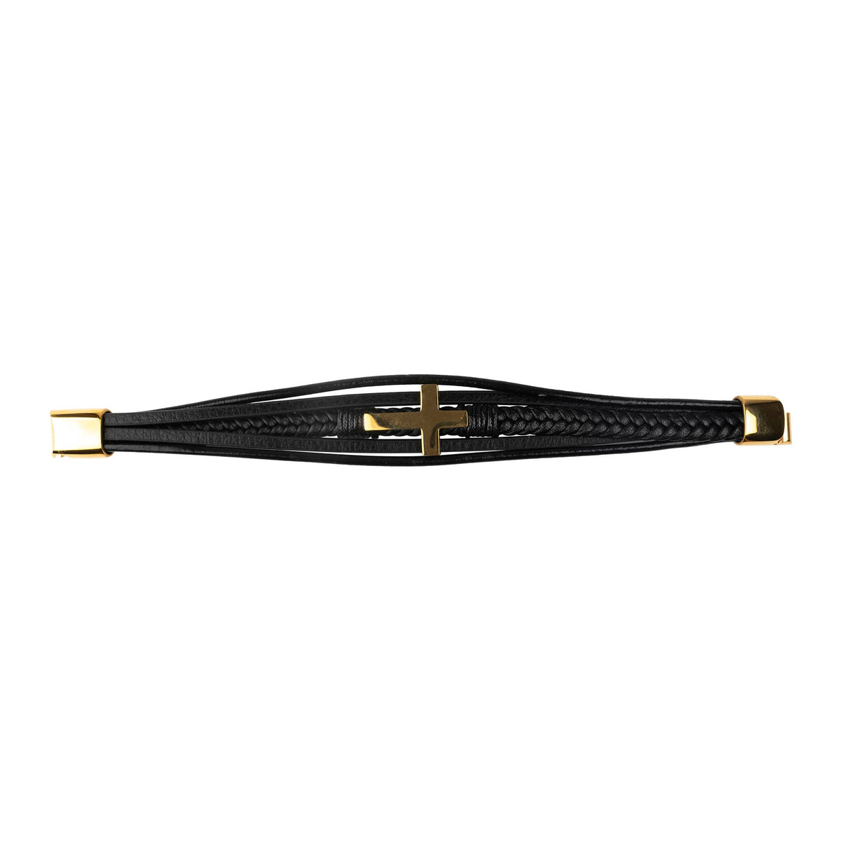 Mad Man - Stanford Collection Cross | Men's Leather Steel Bracelet