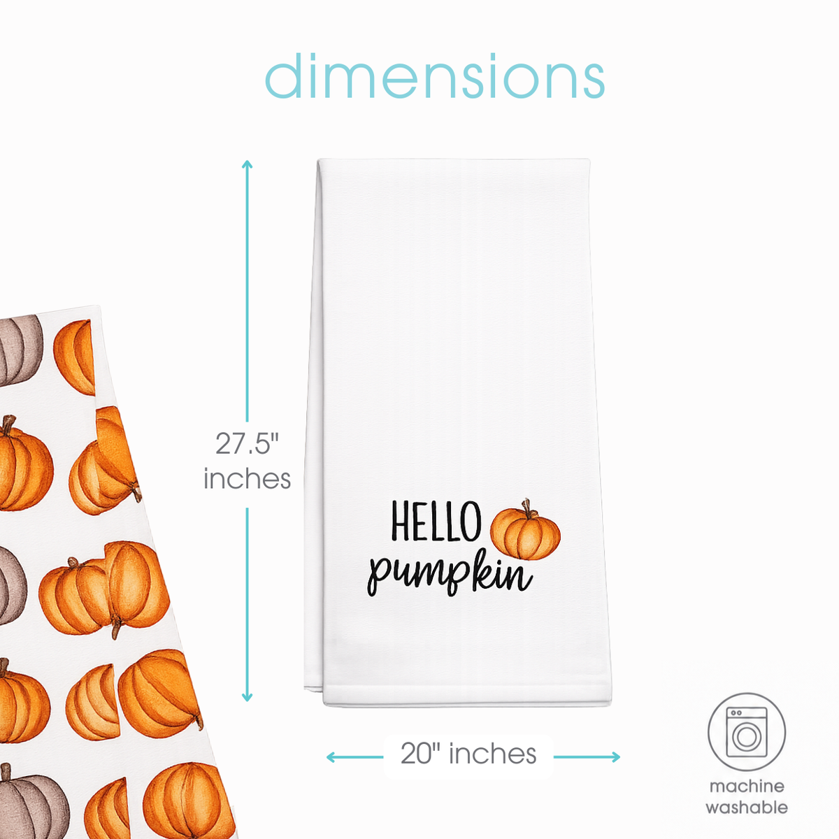Hello Pumpkin Kitchen Dish Towels, Halloween Set of 2