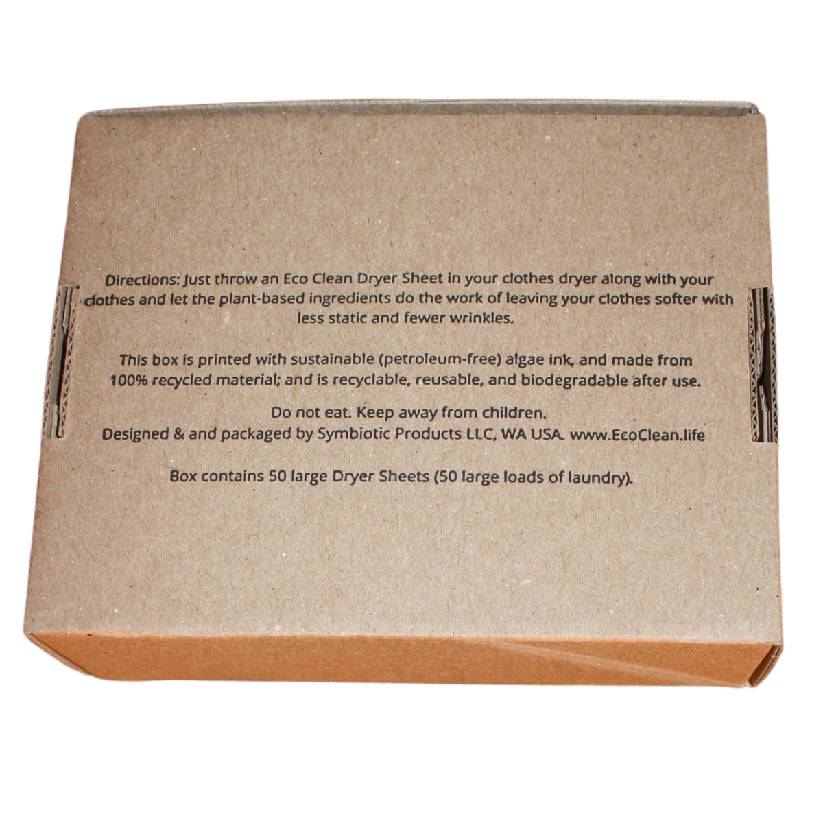 Symbiotic Products LLC - Dryer Sheets - Eco Clean -Retail packaged - 50 LG Sheets