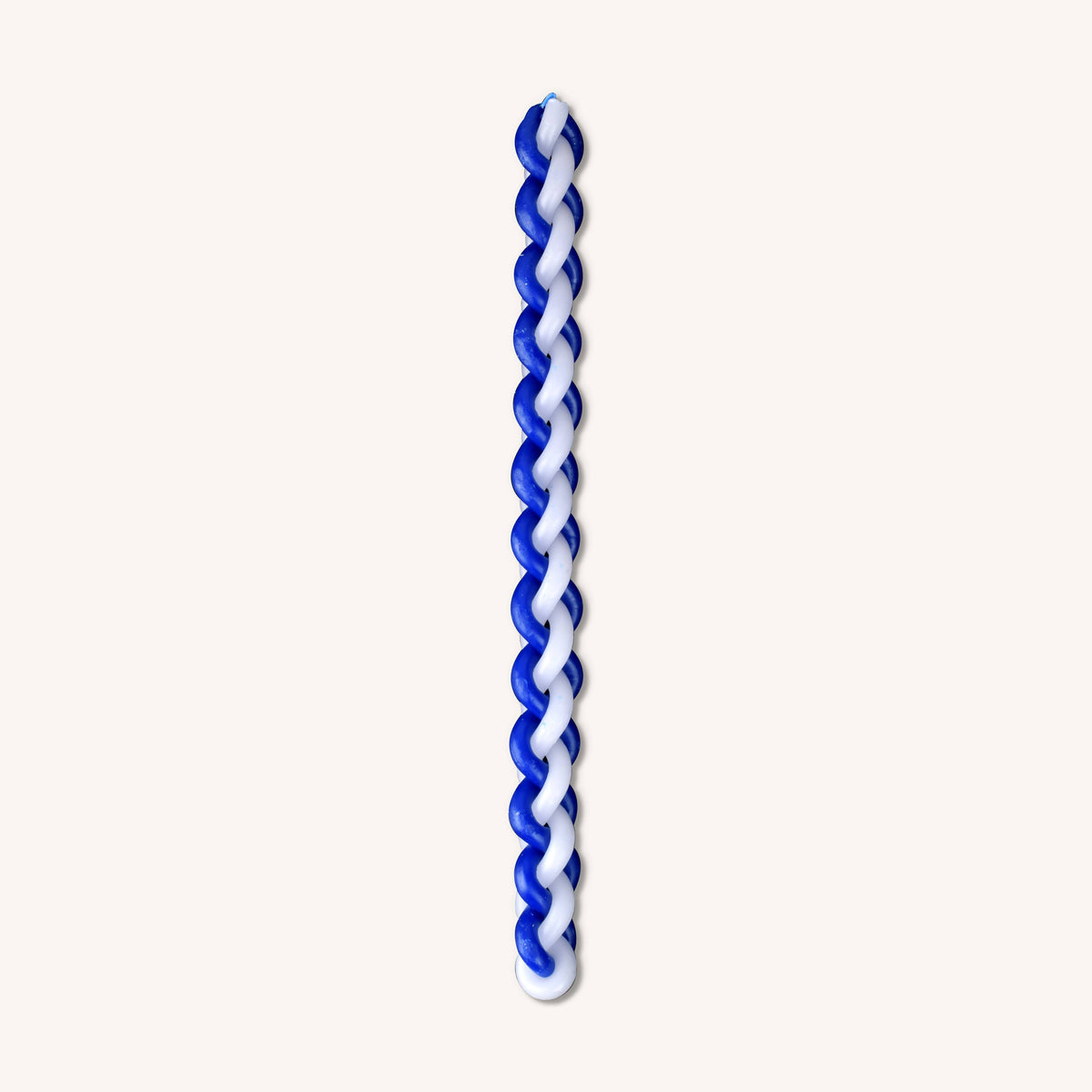Ner Mitzvah - Braided Havdalah Candle - Round - Blue & White