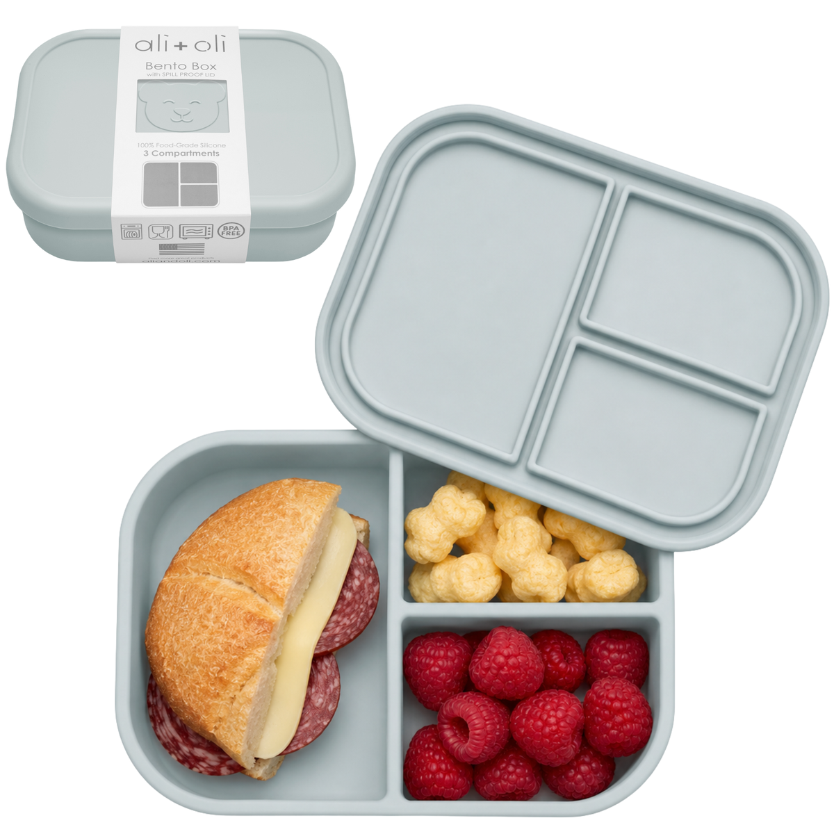 Ali+Oli - Ali+Oli Leakproof Silicone Bento Box (Blue) Back to School