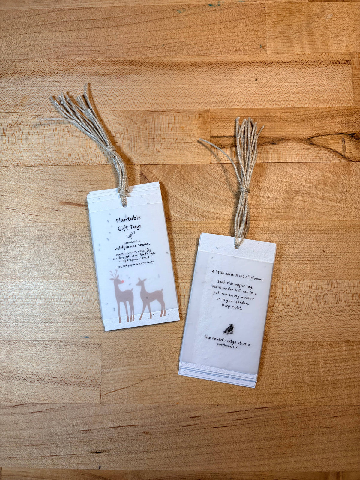The Raven’s Edge Studio - Plantable Holiday Gift Tags: Eco Friendly Set of 6, Reindeer