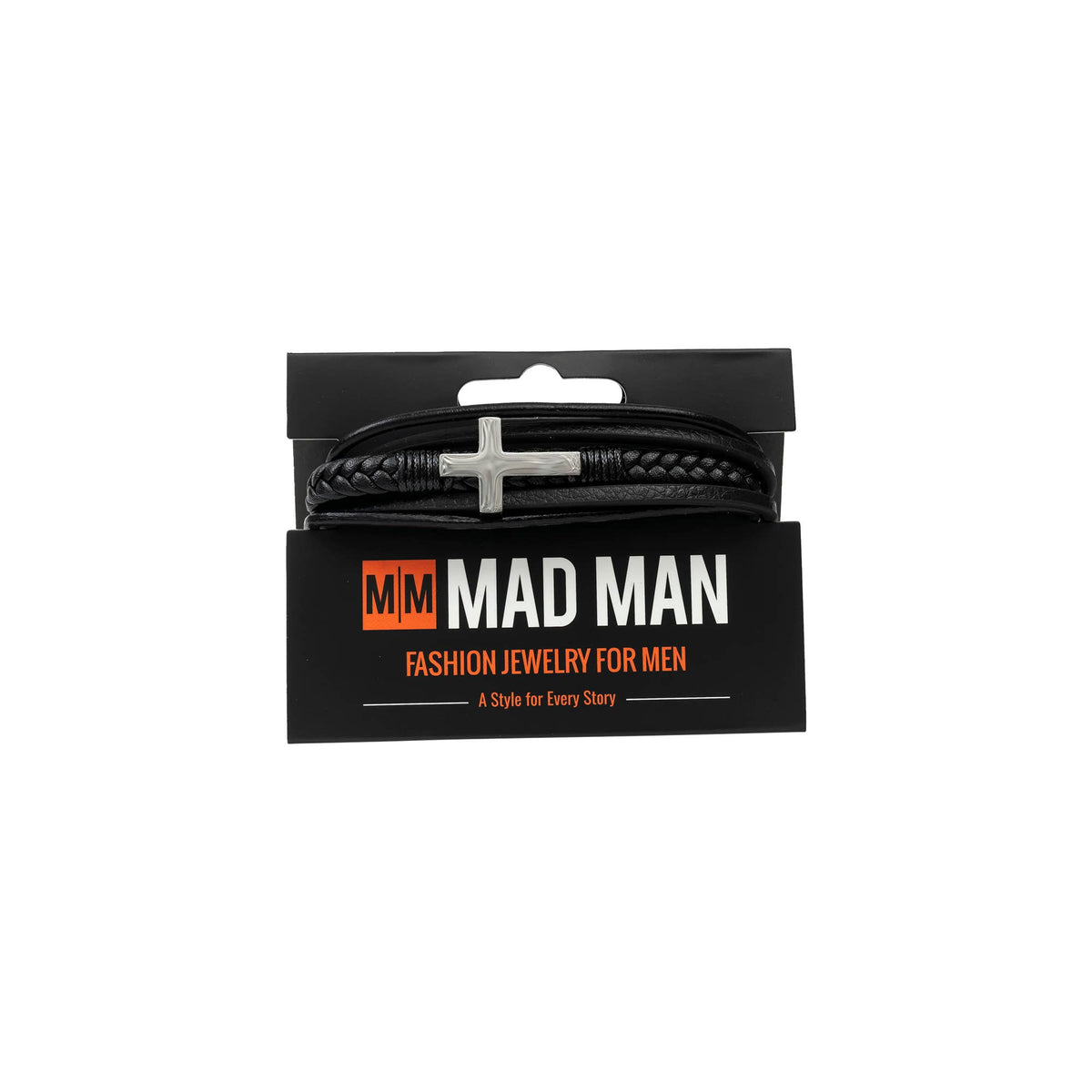 Mad Man - Stanford Collection Cross | Men's Leather Steel Bracelet