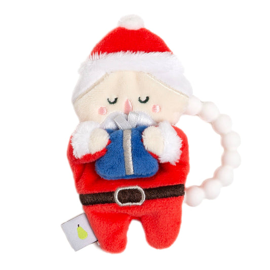 Juguete mordedor crujiente para bebé, Papá Noel con regalo, juguete de Navidad