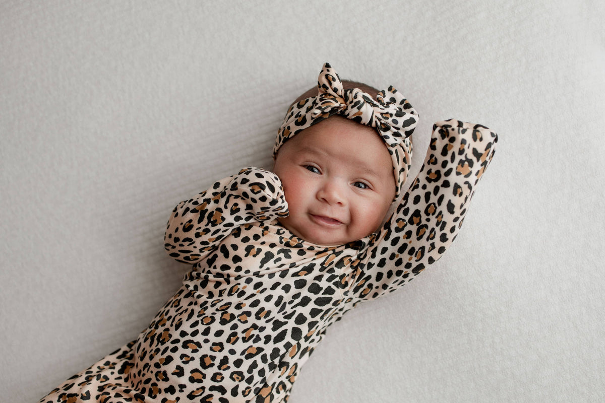 Three Little Tots - Leopard Knotted Gown — alternate product image, view 3