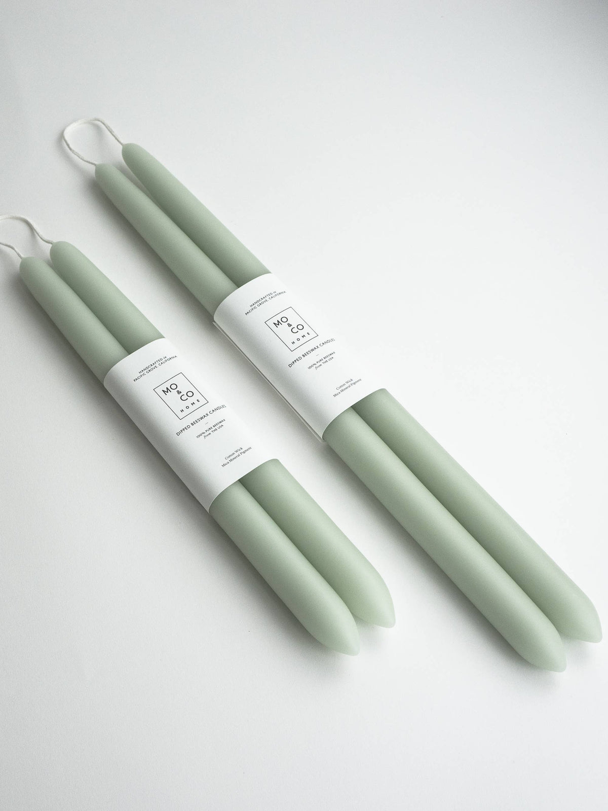 Mo&Co Home -  Eucalyptus | Dipped Beeswax Taper Candles | All Natural