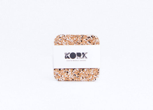 KORK & Inspired by KORK - Set of 4 Cork Coasters--Recycled Flip Flops w/cork--Black & White