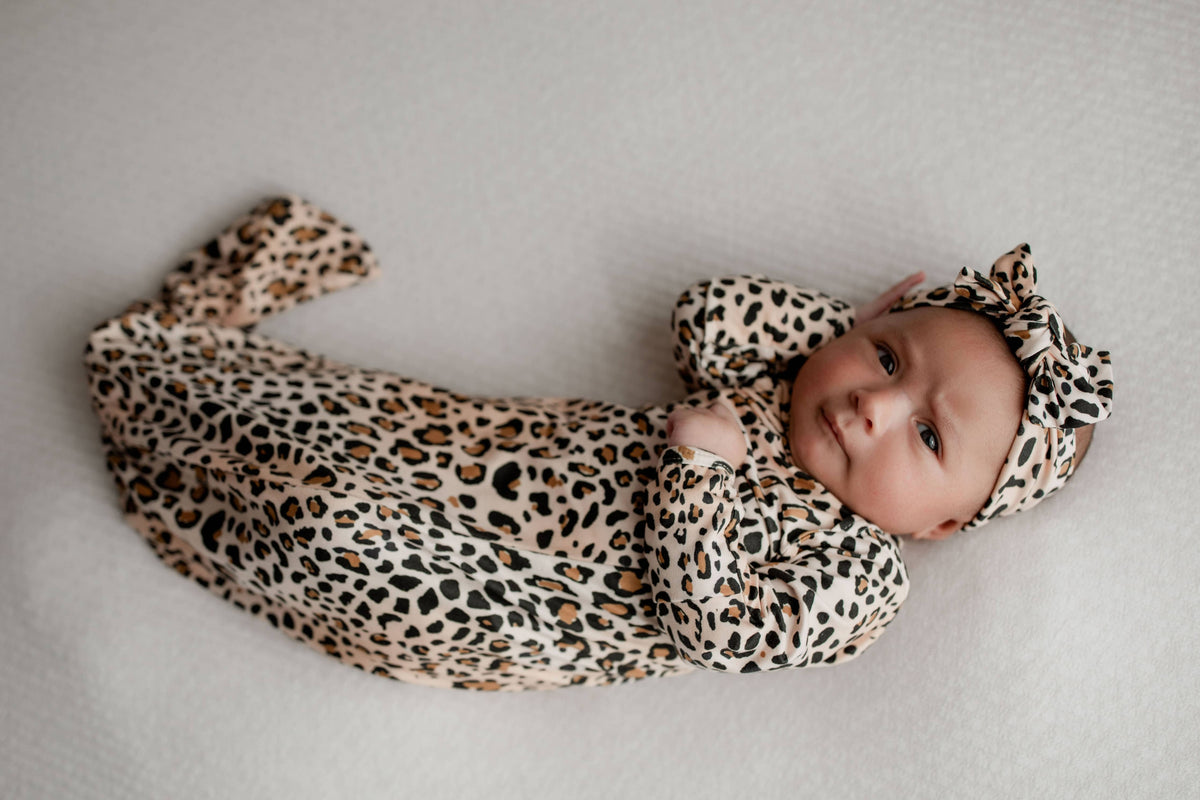 Three Little Tots - Leopard Knotted Gown — alternate product image, view 9