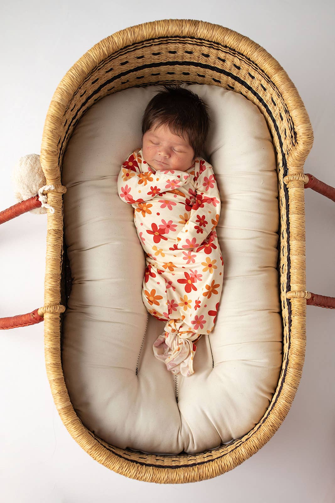 Three Little Tots - 70s Groovy Flower Knotted Newborn Baby Gown — alternate product image, view 12