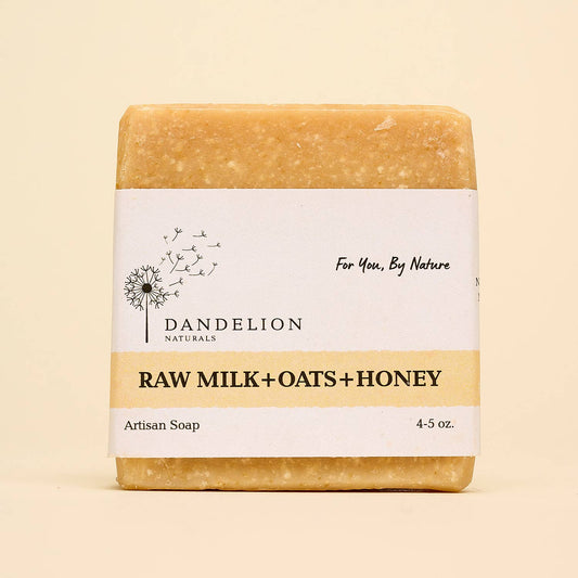 Dandelion Naturals - Jabón en barra de leche cruda, avena y miel | Jabón para piel sensible