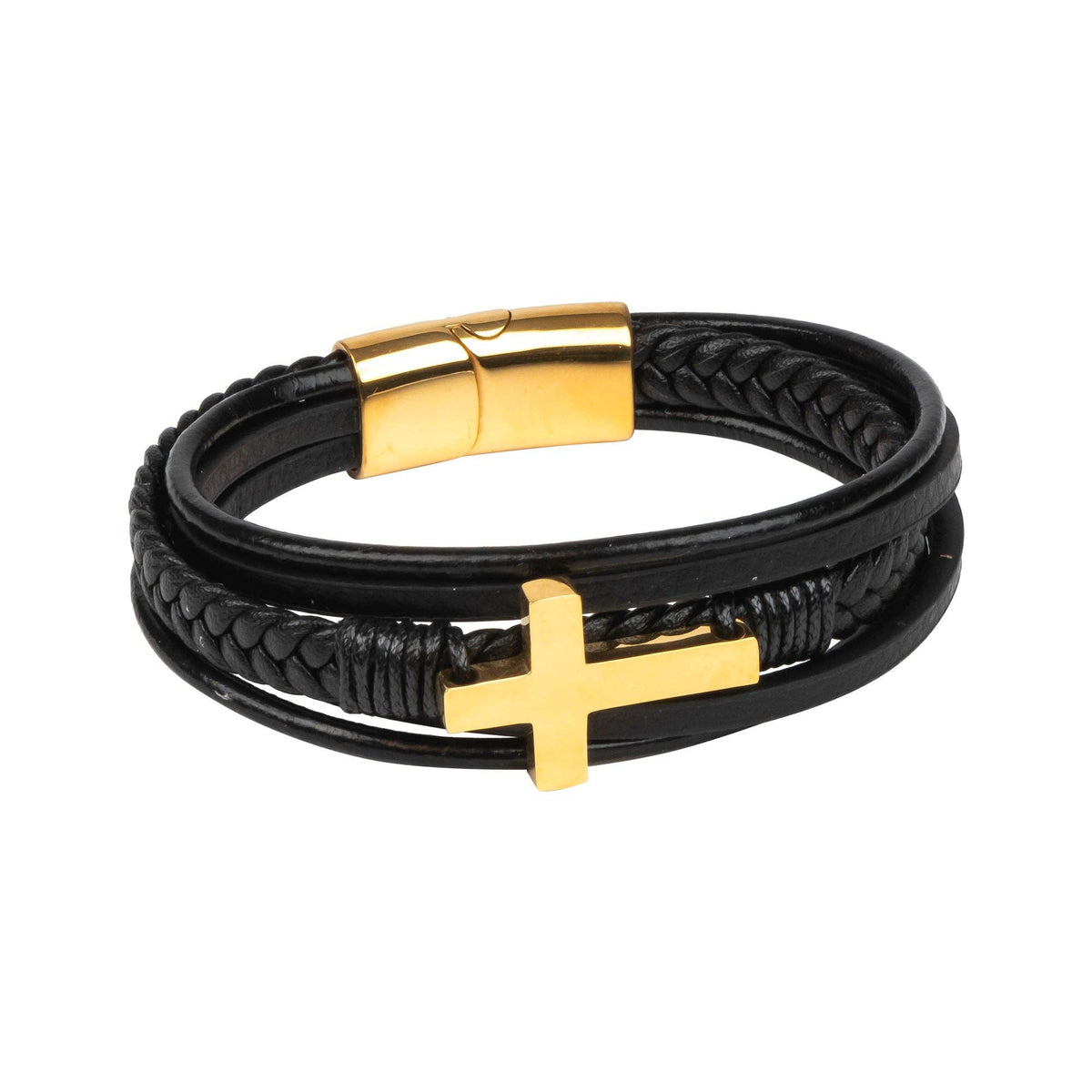 Mad Man - Stanford Collection Cross | Men's Leather Steel Bracelet