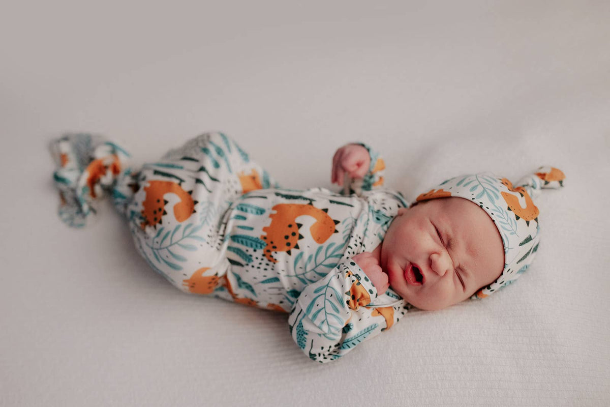 Three Little Tots - Dinosaur Animal Print Zoo Knotted Gown — alternate product image, view 8