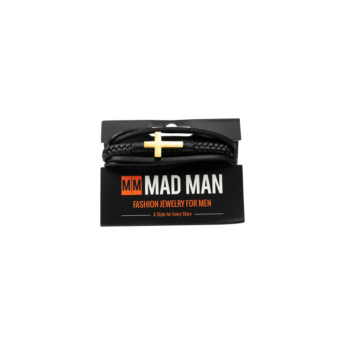 Mad Man - Stanford Collection Cross | Men's Leather Steel Bracelet