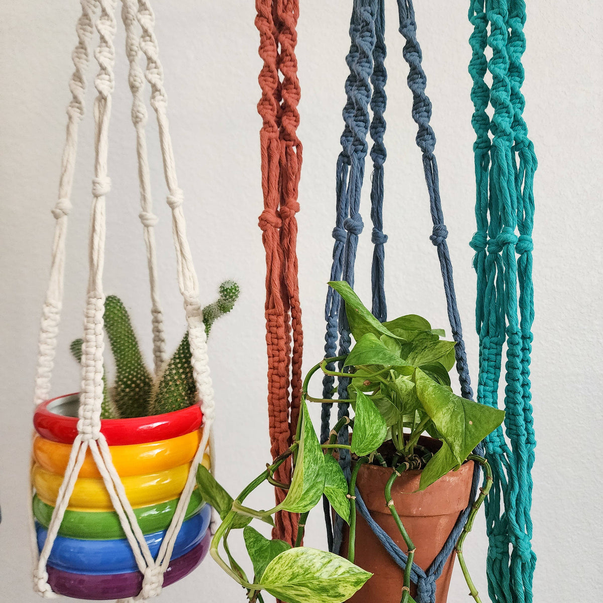 Handmade By Uruba - Modern Boho Plant Hanger with Wooden Ring, Home Decor — alternate product image, view 7