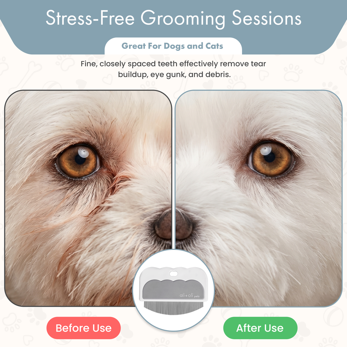 Ali+Oli - Ali+Oli Pets Eye & Face Grooming Comb for Dogs & Cats