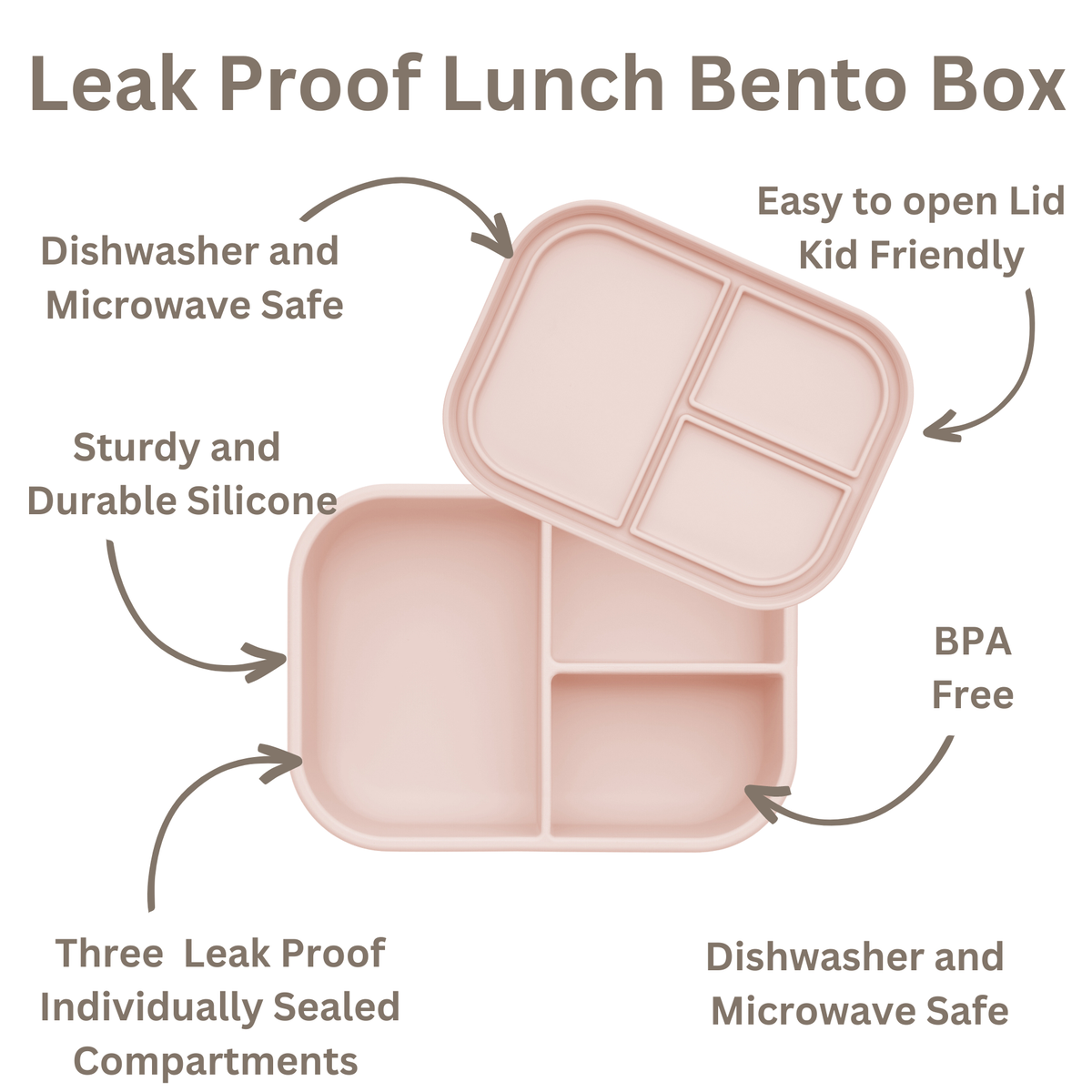 Ali+Oli - Ali+Oli Leakproof Silicone Bento Box (Blush) Back to School